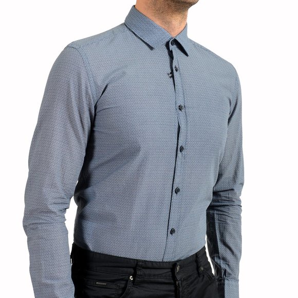 Hugo Boss Men's "Rikki_53" Slim Fit Geometric Print Long Sleeve Casual Shirt - Picture 5 of 9